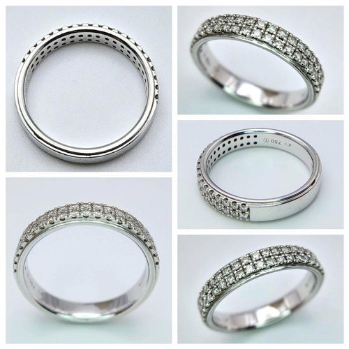 687 - Two Different Style 18K White Gold and Diamond Rings. A two row diamond half eternity ring - size L ... 