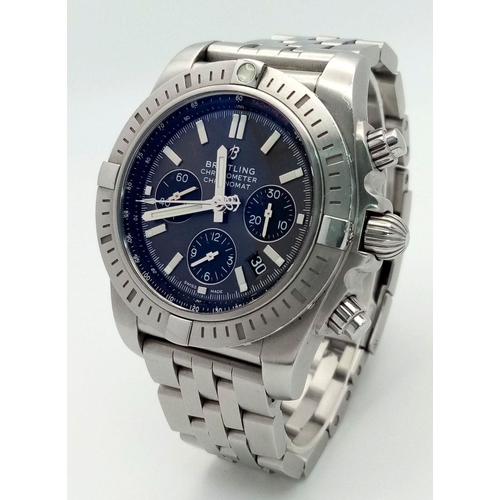 575 - A Breitling Chronograph AB0115 Automatic Gents Watch. Stainless steel bracelet and case - 44mm. Meta... 