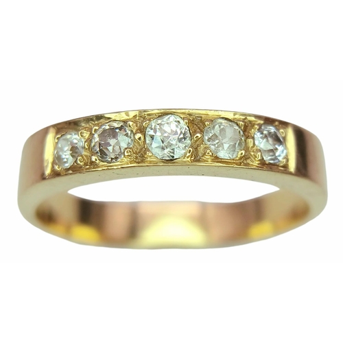 834 - An 18K Gold Five Stone Diamond Ring - 0.50ctw. Size W. 6.1g total weight. Ref: 019229