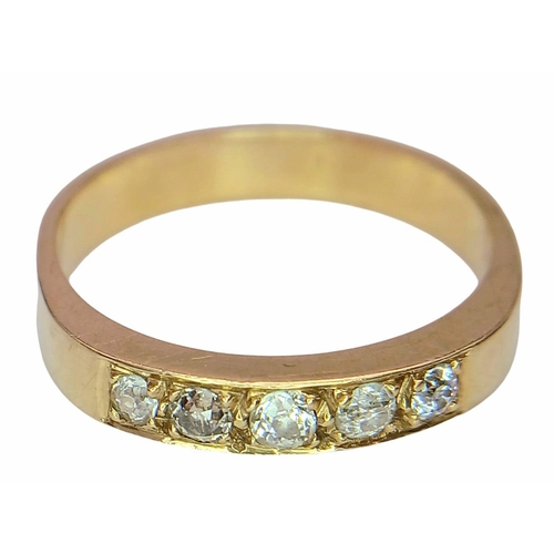 834 - An 18K Gold Five Stone Diamond Ring - 0.50ctw. Size W. 6.1g total weight. Ref: 019229