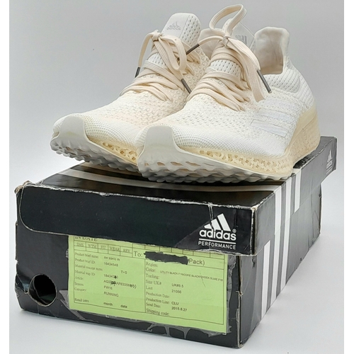 1016 - A Pair of Adidas Unisex Chalk White Futurecraft 3D Trainers. UK men's size 8.5, women's size 9/US me... 