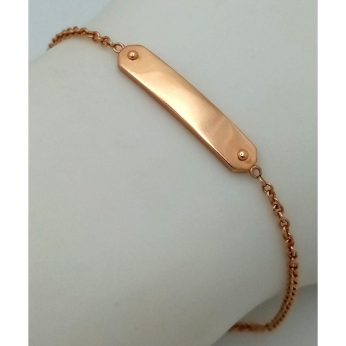 1113 - A TIFFANY & CO 18K ROSE GOLD ID BRACELET READY TO BE ENGRAVED 3.9G TOTAL WEIGHT, 17CM LENGTH.

ref: ... 