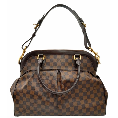 974 - A Louis Vuitton Damier Ebene Trevi Bag. Coated canvas exterior with leather trim, gold-toned hardwar... 