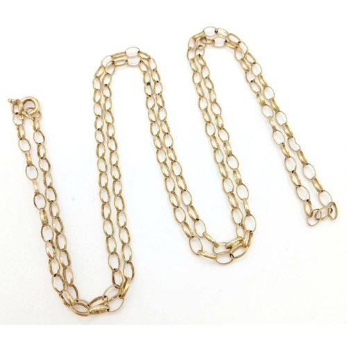 1170 - A 9k yellow gold belcher necklace, total length 73cm, weight 5.5 grams.