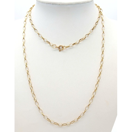 1170 - A 9k yellow gold belcher necklace, total length 73cm, weight 5.5 grams.