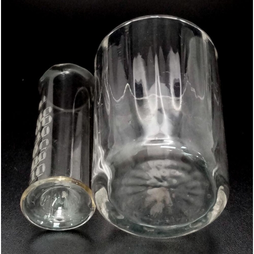 1451 - An Antique Medical Small Glass Test Tube and Beaker. Comes in a brown leather shell circular case. M... 