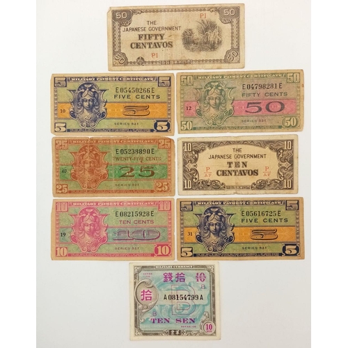 1184 - A Collection of USA and Japanese Military/Government Currency Notes. Please see photos for finer det... 