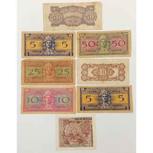 1184 - A Collection of USA and Japanese Military/Government Currency Notes. Please see photos for finer det... 