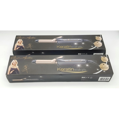 1387 - Two Pairs of Keratin Christina Aguilera Hair Straighteners. As new, in box.