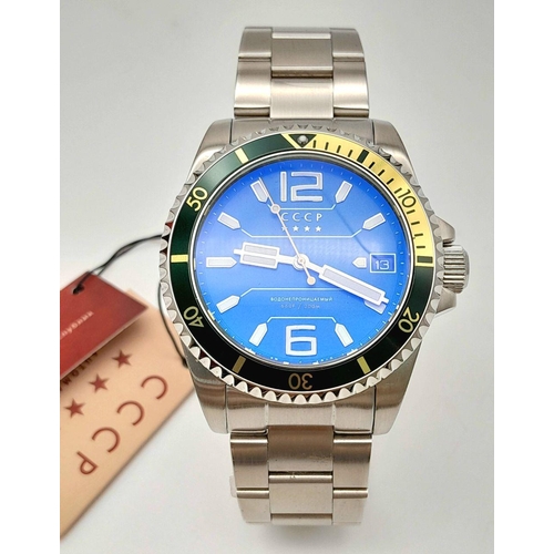 248 - A Men’s CCCP Alfa 200 Divers/Submariners Automatic Watch. Green Dial/Green Gold Bezel. 45mm Includin... 