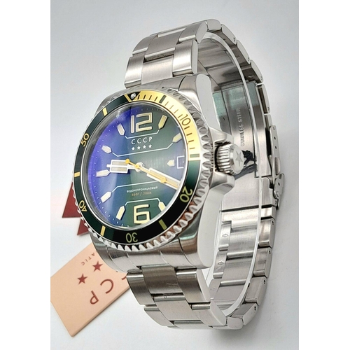 248 - A Men’s CCCP Alfa 200 Divers/Submariners Automatic Watch. Green Dial/Green Gold Bezel. 45mm Includin... 