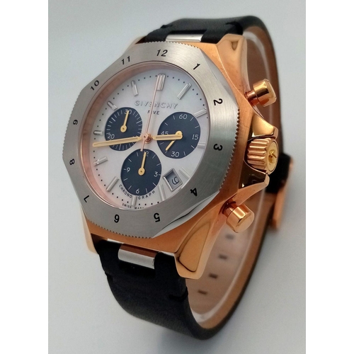 346 - An Givenchy Model Five Chronograph Watch-45mm Case. Working Order. Givenchy’s nod to the Royal Oak O... 