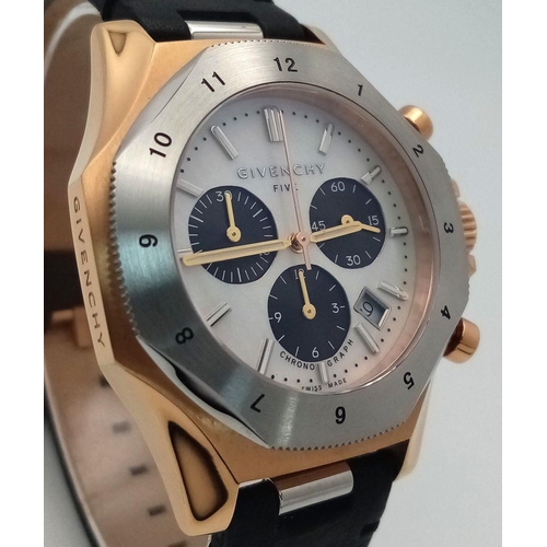 346 - An Givenchy Model Five Chronograph Watch-45mm Case. Working Order. Givenchy’s nod to the Royal Oak O... 