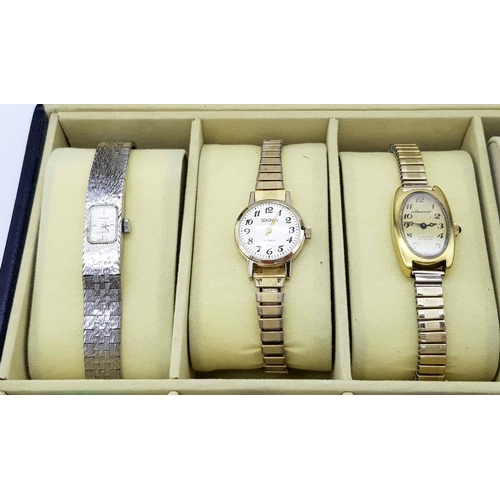 353 - A Watch Display Box with Ten Vintage and Later Men’s and Ladies Watches Comprising; 1) A Seiko 5 Aut... 