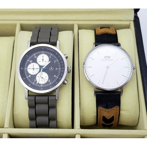 353 - A Watch Display Box with Ten Vintage and Later Men’s and Ladies Watches Comprising; 1) A Seiko 5 Aut... 