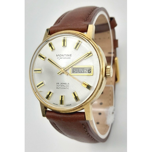 360 - A Men’s, 9 Carat Gold, Montine Automatic Day/Date Presentation Watch.  Working Order at time of list... 