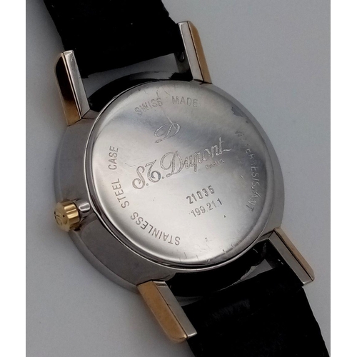 374 - An Elegant Ladies Two Tone Quartz Watch by S.T. Dupont, Paris. Model 199.2.1. This watch has just be... 