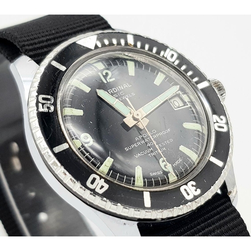 500 - A Vintage Cardinal Sic 23 Jewel Apollo Swiss Made Automatic Divers Date Watch. (Cardinals Take on Ro... 