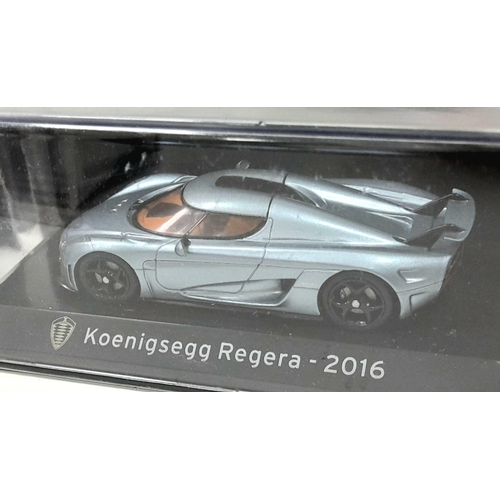 835 - Ten Sports Car Cast Metal Models. All in original packaging and unused. Includes: Bugatti, Mclaren, ... 