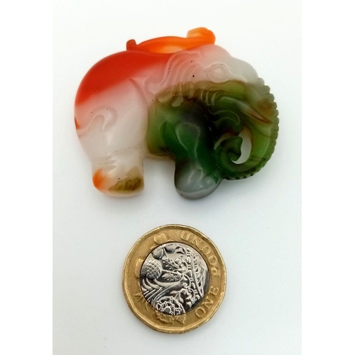 886 - A Chinese Multi-Colour Jade Elephant Pendant. 5cm