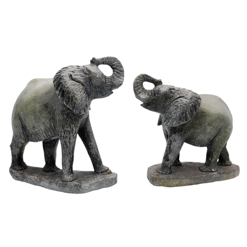 898 - Two Vintage Hardstone Elephant Figueres. Wonderful detail. 24cm length x 26cm height.