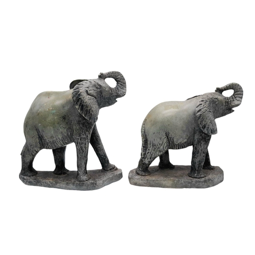 898 - Two Vintage Hardstone Elephant Figueres. Wonderful detail. 24cm length x 26cm height.