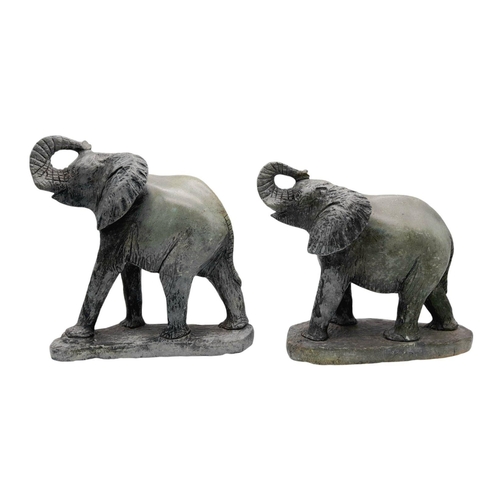 898 - Two Vintage Hardstone Elephant Figueres. Wonderful detail. 24cm length x 26cm height.