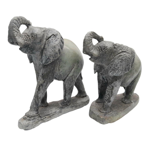 898 - Two Vintage Hardstone Elephant Figueres. Wonderful detail. 24cm length x 26cm height.