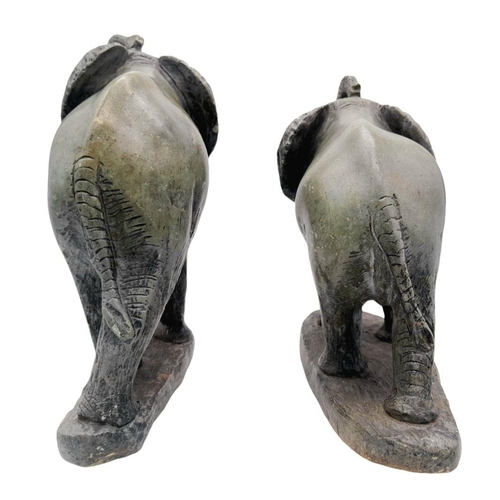 898 - Two Vintage Hardstone Elephant Figueres. Wonderful detail. 24cm length x 26cm height.