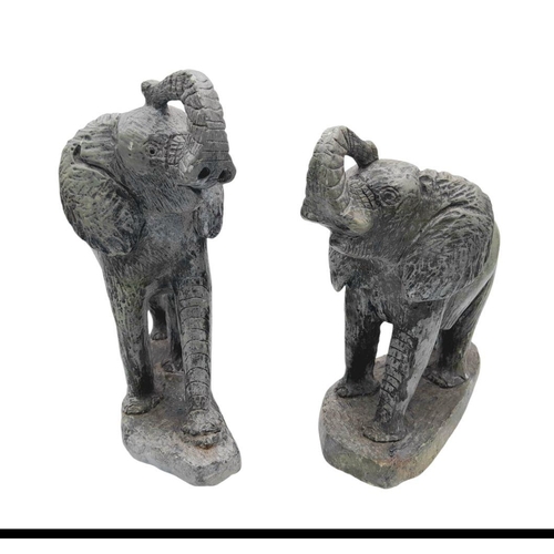 898 - Two Vintage Hardstone Elephant Figueres. Wonderful detail. 24cm length x 26cm height.