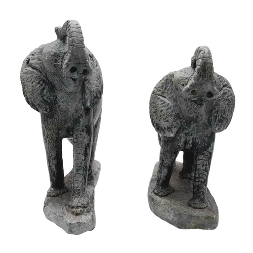 898 - Two Vintage Hardstone Elephant Figueres. Wonderful detail. 24cm length x 26cm height.