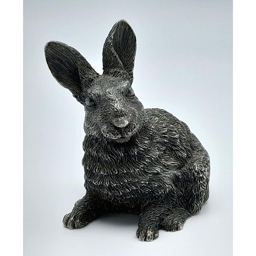 1465 - A Vintage Sterling Silver (filled interior) Bunny Figure. Hallmarks for London import. 6 x 7cm. 77g ... 