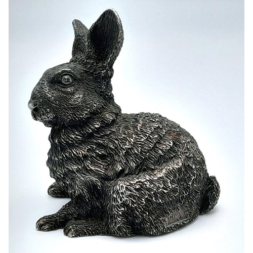 1465 - A Vintage Sterling Silver (filled interior) Bunny Figure. Hallmarks for London import. 6 x 7cm. 77g ... 