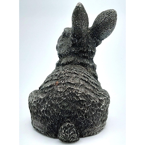 1465 - A Vintage Sterling Silver (filled interior) Bunny Figure. Hallmarks for London import. 6 x 7cm. 77g ... 