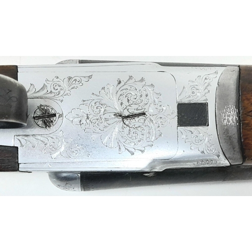 1464 - A BENZONI 12 GAUGE SAWN OFF SHOTGUN WITH ORNATE PATTERNED METAL, SHORTENED STOCK AS FAVOURED BY THE ... 