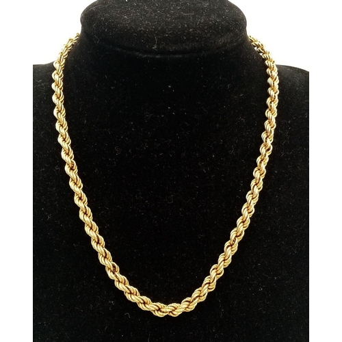 10 - A Vintage 9K Gold Rope Necklace. 38cm. 10.8g weight.