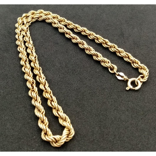 10 - A Vintage 9K Gold Rope Necklace. 38cm. 10.8g weight.