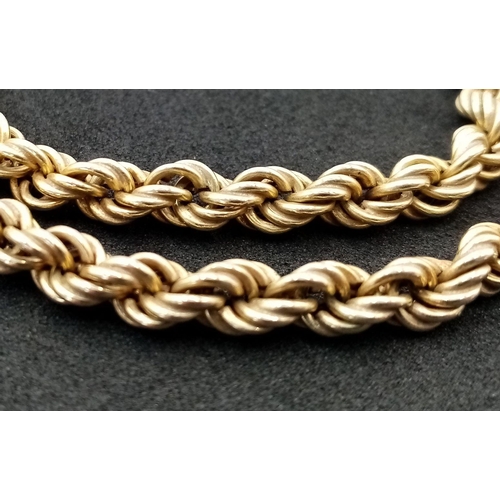 10 - A Vintage 9K Gold Rope Necklace. 38cm. 10.8g weight.