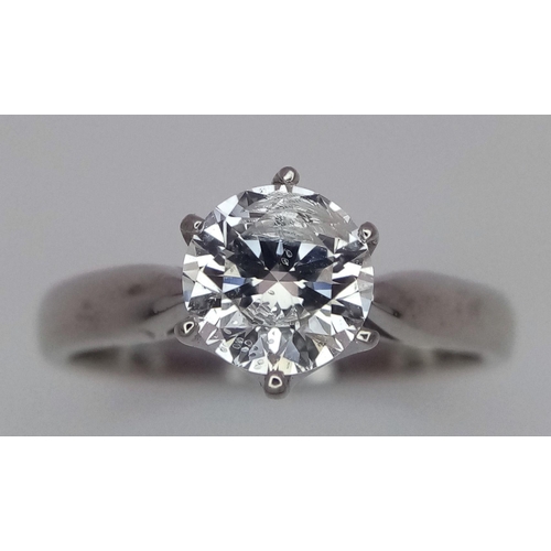 198 - An 18K White Gold Diamond Solitaire Ring. A 1.1ct brilliant round cut diamond. Size O. 4.6g total we... 