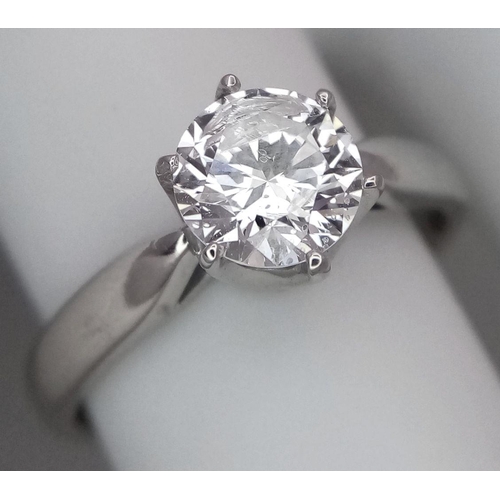 198 - An 18K White Gold Diamond Solitaire Ring. A 1.1ct brilliant round cut diamond. Size O. 4.6g total we... 