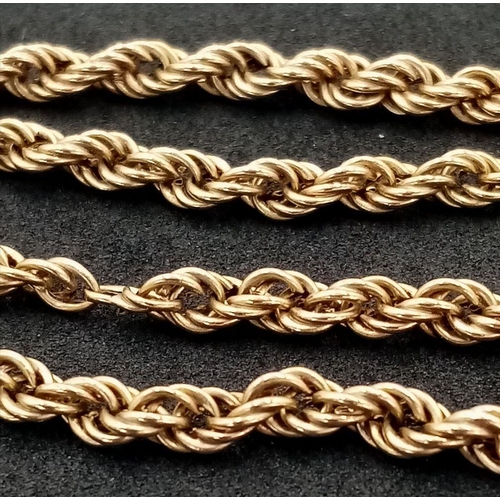 204 - A Vintage 9K Yellow Gold Rope Link Necklace. 56cm length. 6.7g