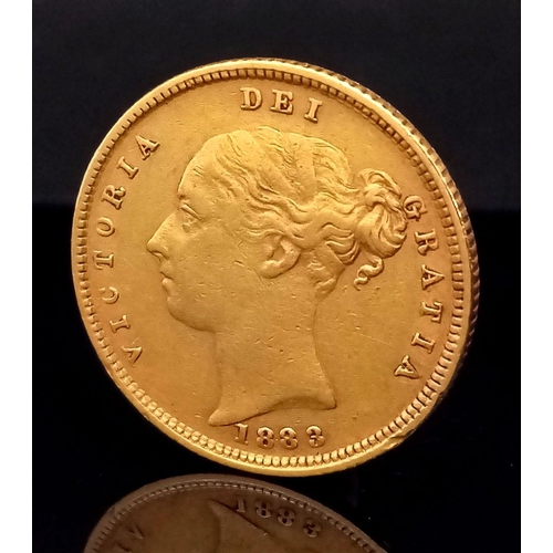 24 - An 1883 Queen Victoria Shield Back 22K Gold Half Sovereign.