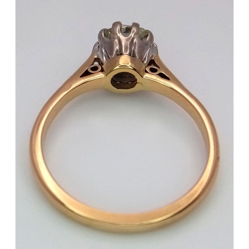 247 - An Antique 14K Gold Old Cut Diamond Solitaire Ring. A 1.1ct old cut diamond. Size P. 4.05g total wei... 