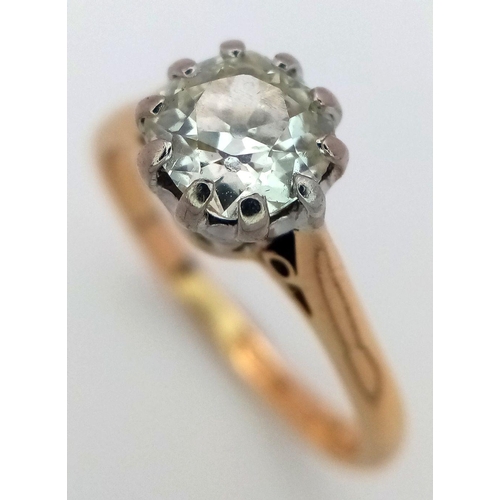 247 - An Antique 14K Gold Old Cut Diamond Solitaire Ring. A 1.1ct old cut diamond. Size P. 4.05g total wei... 