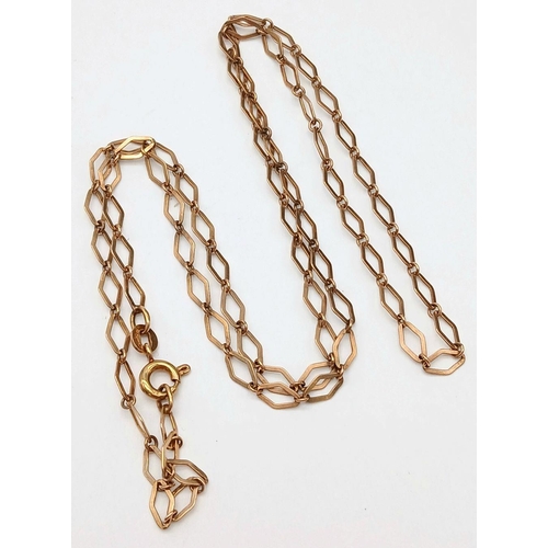 253 - A 9K Yellow Gold Open Link Chain. 52cm length. 3.8g