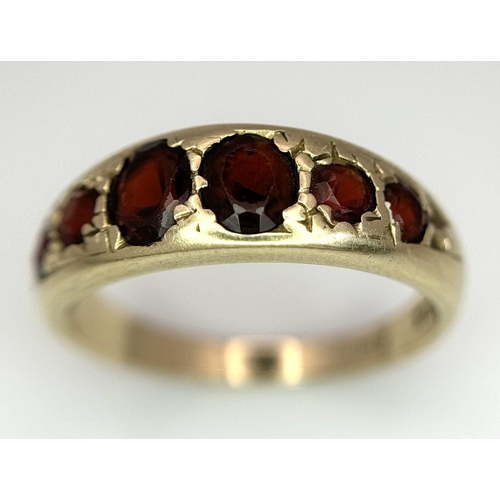 396 - A 9K Yellow Gold Garnet Gypsy Ring, 1.60ct garnet weight, 2.9g total weight, size N 1/2.

Ref: SH169... 