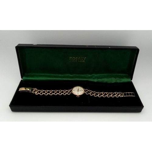 50 - A Beautiful Tudor 9K Gold Ladies Watch. 9K gold bracelet and case. Bracelet is marked ROLEX. White d... 