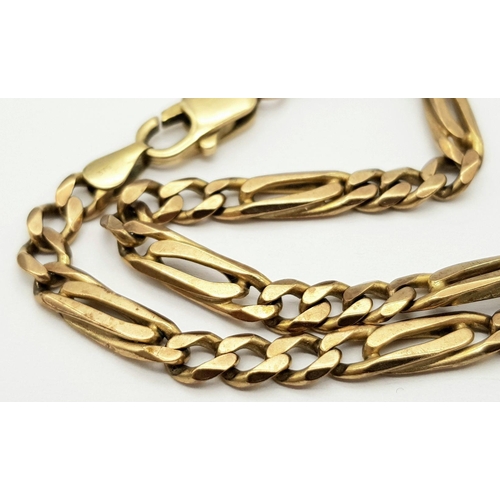 505 - A 9K Yellow Gold Figaro Link Bracelet. 20cm length. 12.6g weight.