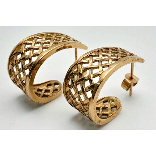 51 - A Pair of 9K Yellow Gold Pierced Hoop Earrings. 3.7g total weight.