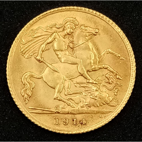 604 - A 1914 George V 22K Gold Half Sovereign.